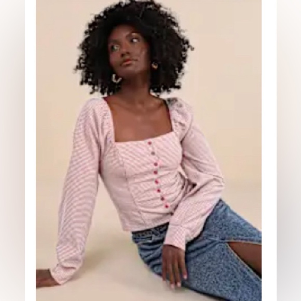 Terracotta gingham button up top